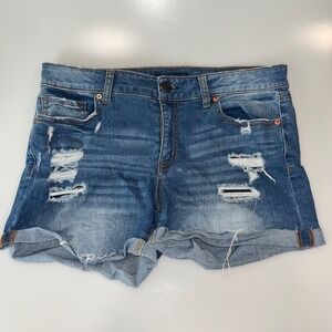 Aéropostale Womens Distressed Denim Shorts Size 12 Blue Cotton Blend